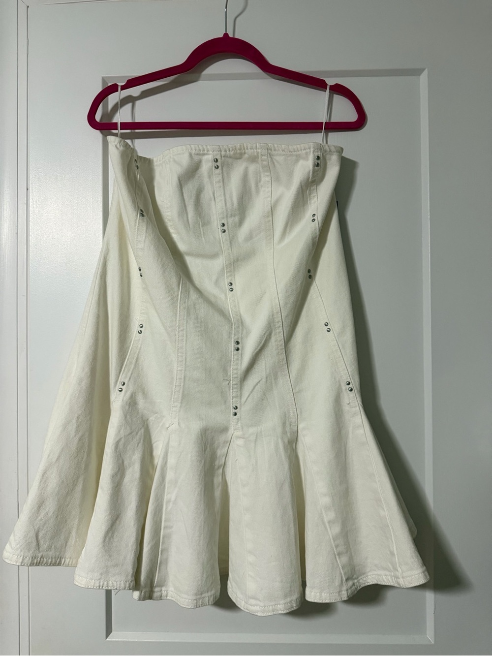 Target White Denim Strapless Dress with Stud Accents